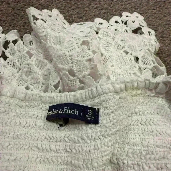 Abercrombie & Fitch white lace cami top with adjustable straps size S #lacetop - Picture 3 of 4